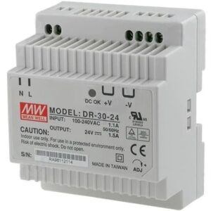 DR-3024 - AC-DC Industrial DIN Rail Power Supply - Output 24VDC at 1.5A
