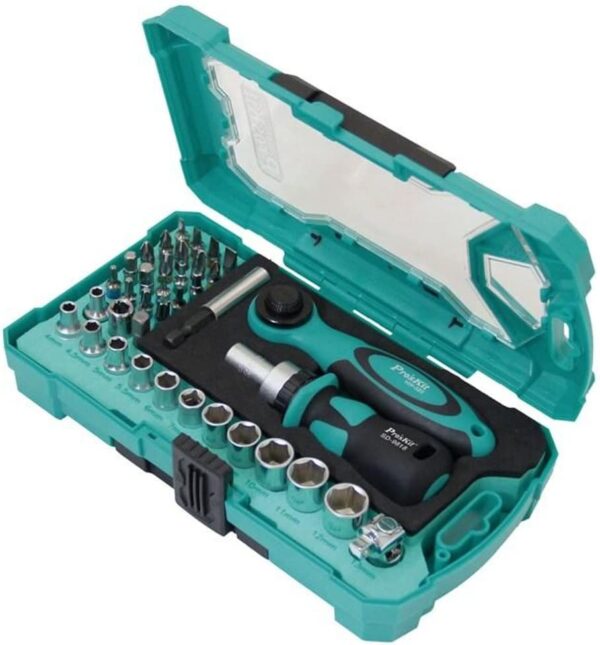 Pro39;sKit SD-2317M 38 PCS 1/4" Drive Socket & Screwdriver Set Multifunctional Tool Set Toolkit DIY Repair Hand Tool