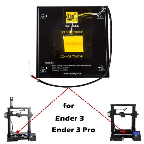 3D Parts Heater Bed of Ender 3 / Ender 3 Pro 3D Printer Replacement Parts Aluminum MK3 Heatbed Hotbed Platform with Heated Bed Cable Line for Ender-3 /Ender 3X /Ender 3 Pro 3D Printers DIY Kit - Image 2