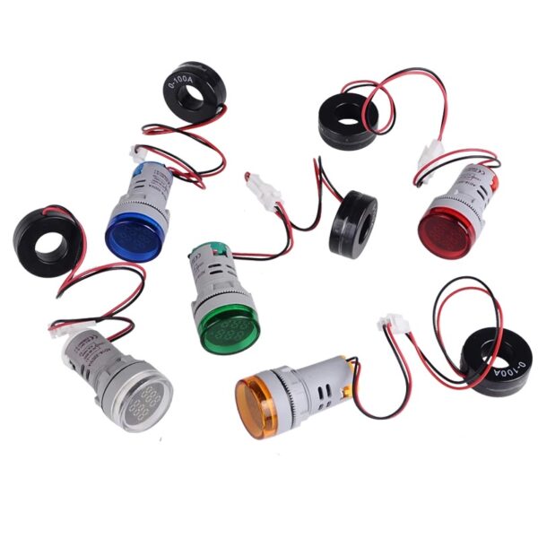Round LED Dual Display AC Amp Volt Ampermeter Voltmeter Ammeter Digital Voltage Current Ampere Meter Indicator 60-500V 220V 100A - Image 2