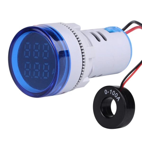 Round LED Dual Display AC Amp Volt Ampermeter Voltmeter Ammeter Digital Voltage Current Ampere Meter Indicator 60-500V 220V 100A - Image 5