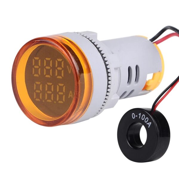 Round LED Dual Display AC Amp Volt Ampermeter Voltmeter Ammeter Digital Voltage Current Ampere Meter Indicator 60-500V 220V 100A - Image 4