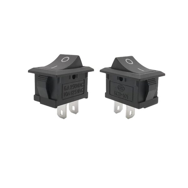 2Pin Light Rocker Switch ON-OFF KCD-101 AC Boat Power Switch Black New 15*21mm 2Pin Switch 6A 250V 10A 125V