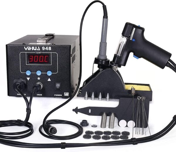 YIHUA 948 Professional Desoldering Station (Upgraded) bundle with the #948N Desoldering Nozzle Set with Iron Holder, Soldering Iron, and Accessories (31 Items) - Image 2