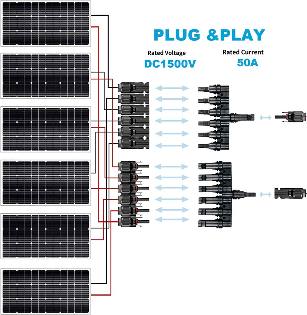 1 to 6 Y Branch Solar Panel Connectors | Easy Solar Panel Installation ...