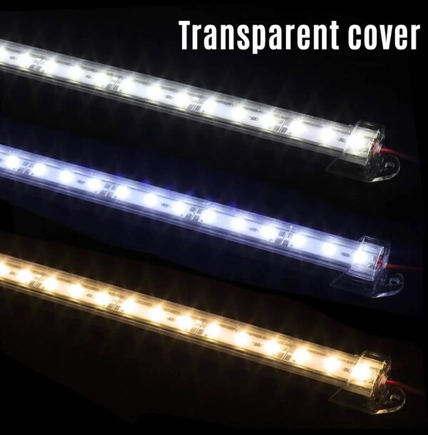 50CM LED Bar Light 5730 5630 36LEDs Hard Rigid LED Strip Bar Light DC12V 5730+PC Cover (White Transparent Cover) - Image 4