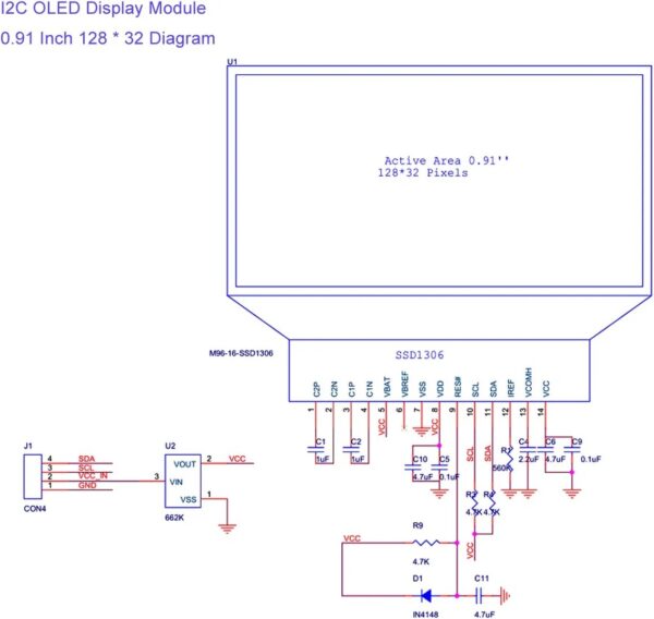 I2C OLED Display Module 0.91 Inch I2C SSD1306 OLED Display Module White I2C OLED Screen Driver DC 3.3V~5V - Image 5