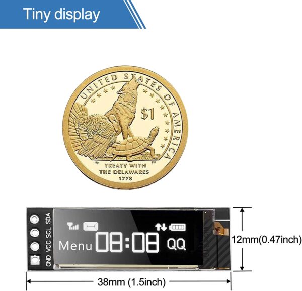 I2C OLED Display Module 0.91 Inch I2C SSD1306 OLED Display Module White I2C OLED Screen Driver DC 3.3V~5V - Image 3