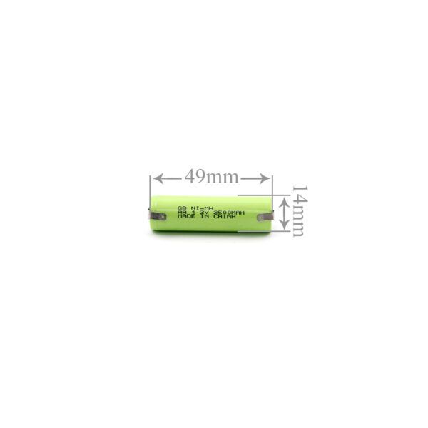 Nickel Metal Hydride Battery - Ni-MH Rechargeable - AA - 1.2V 2500mA with Solder Tag