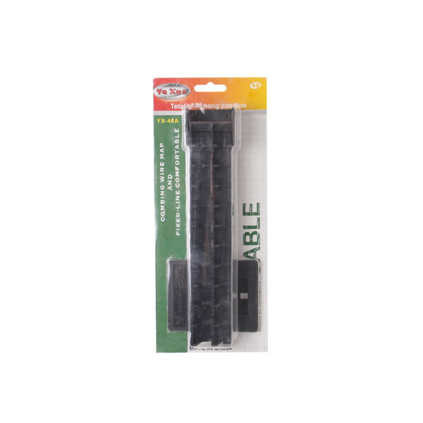 Function: Cable holder Color: Black Capacity: 40 pins Benefit: Organizing and securing cables