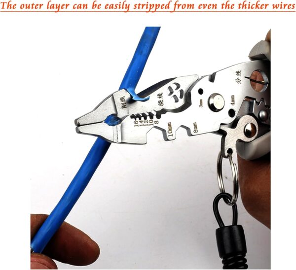 12 in 1 Multifunctional Wire Cutter and Stripper pliers - Stainless Steel Cable Cutters Crimping and Twisting Electrical Tool - Image 9