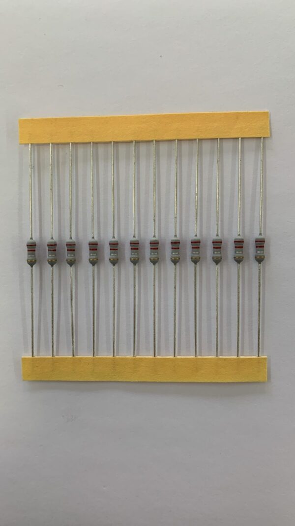 Electronic component: 0.25 watt, 0.22 ohm resistor.
