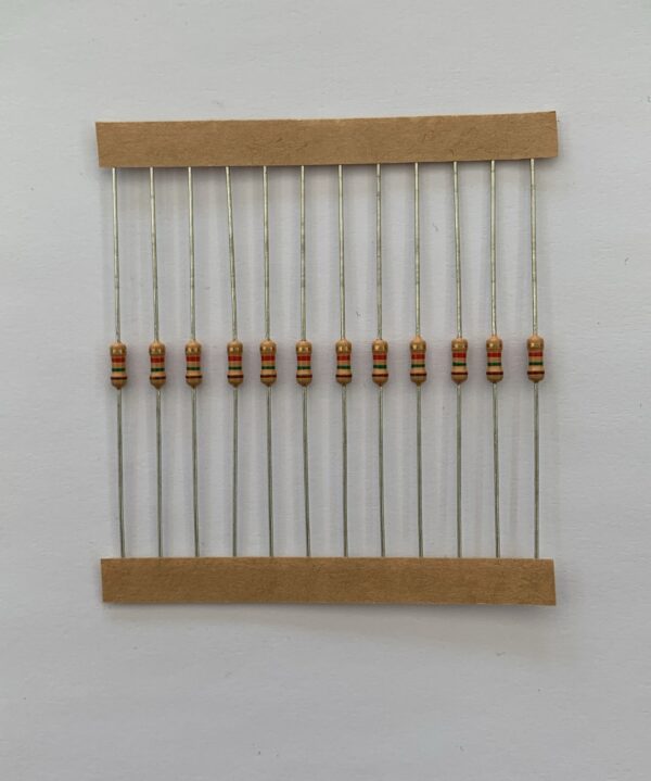 Electronic component: 0.25 watt, 1.5 kohm resistor.