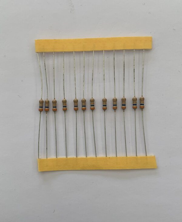 Electronic component: 0.25 watt, 3.6 ohm resistor.