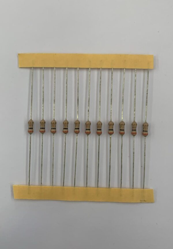 Electronic component: 0.25 watt, 3 ohm resistor.