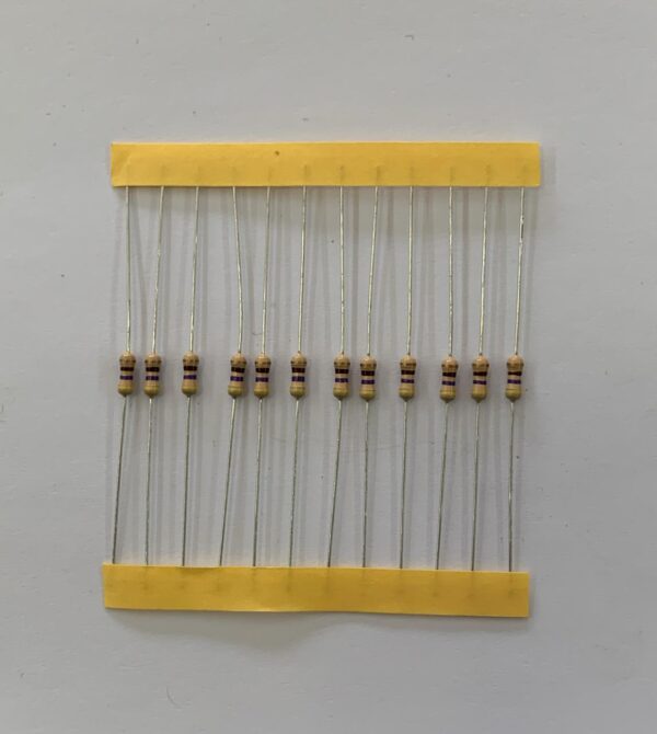 Electronic component: 0.25 watt, 470 ohm resistor.