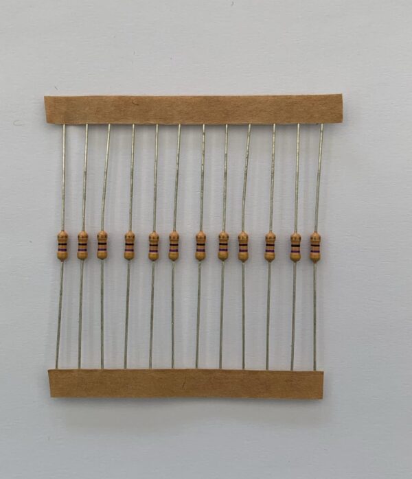 Electronic component: 0.25 watt, 47 ohm resistor.