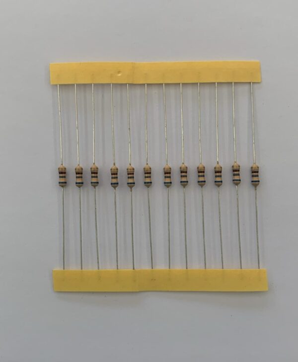 Electronic component: 0.25 watt, 680 ohm resistor.