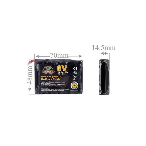 Nickel Metal Hydride Ni-MH Rechargeable Battery - AAx5 Pack - 6V 1800mAh - Image 2