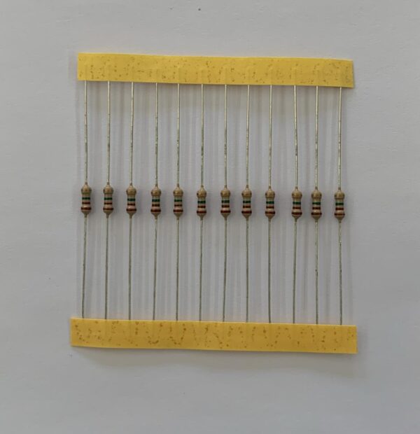 Electronic component: 0.25 watt, 1.1 mohm resistor.