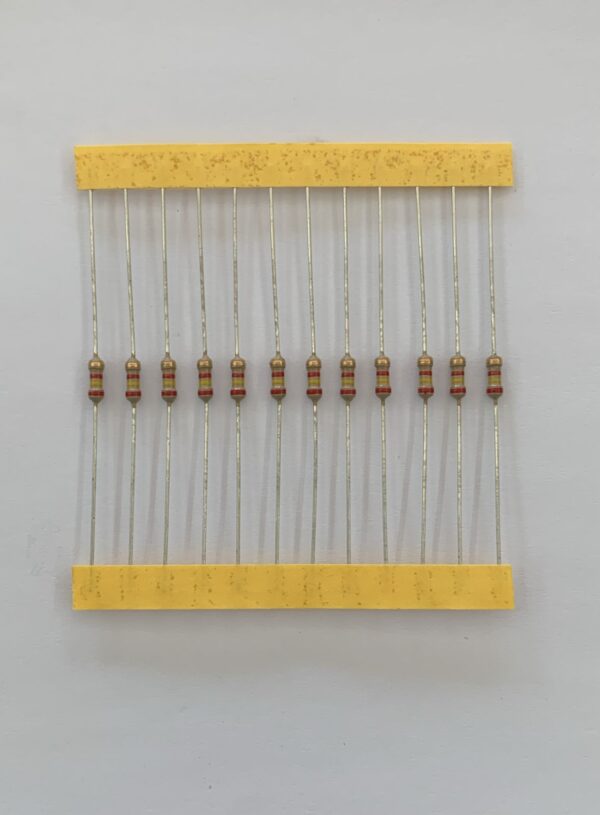 Electronic component: 0.25 watt, 2.4 kohm resistor.