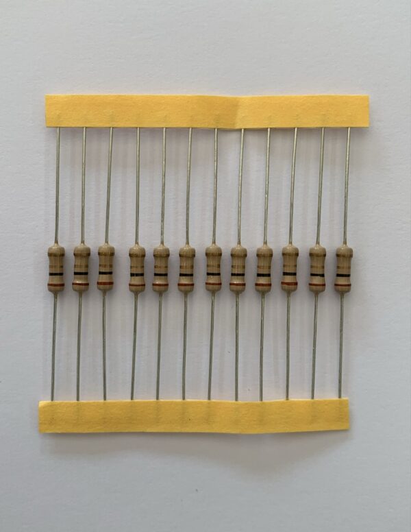 Electronic component: 0.50 watt, 1 ohm resistor.