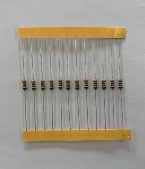 Electronic component: 0.25 watt, 5.1 mohm resistor.