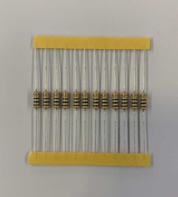 Electronic component: 0.50 watt, 15 ohm resistor.
