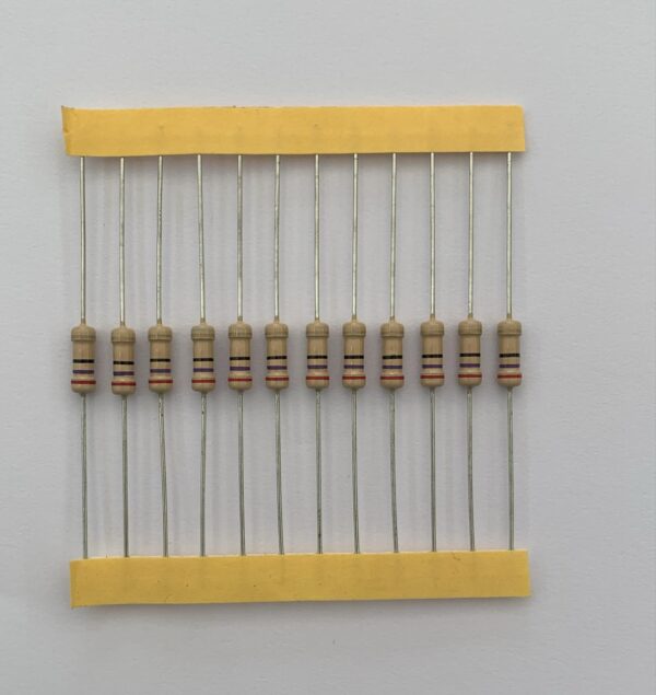 Electronic component: 0.50 watt, 27 ohm resistor.