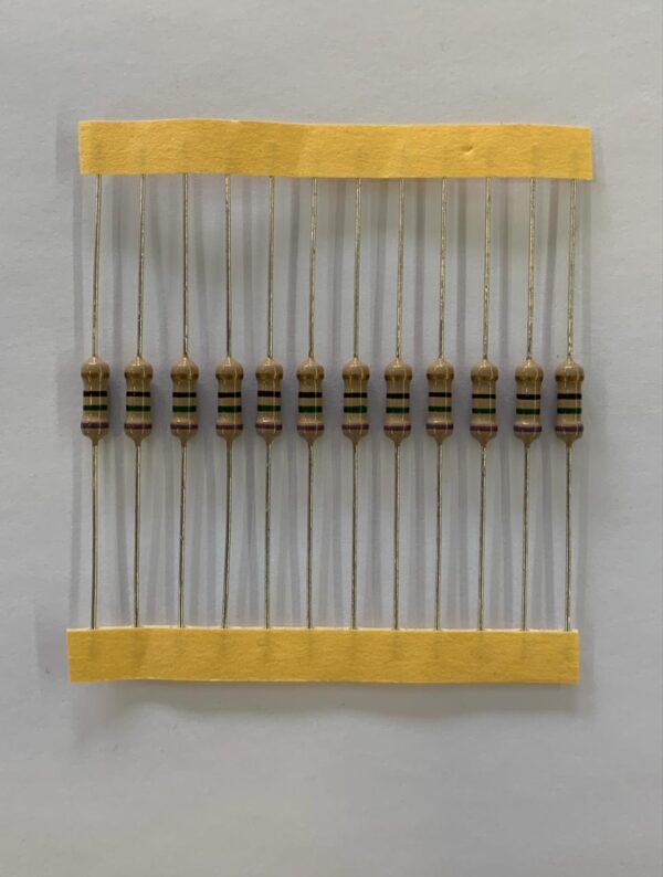 Electronic component: 0.50 watt, 75 ohm resistor.