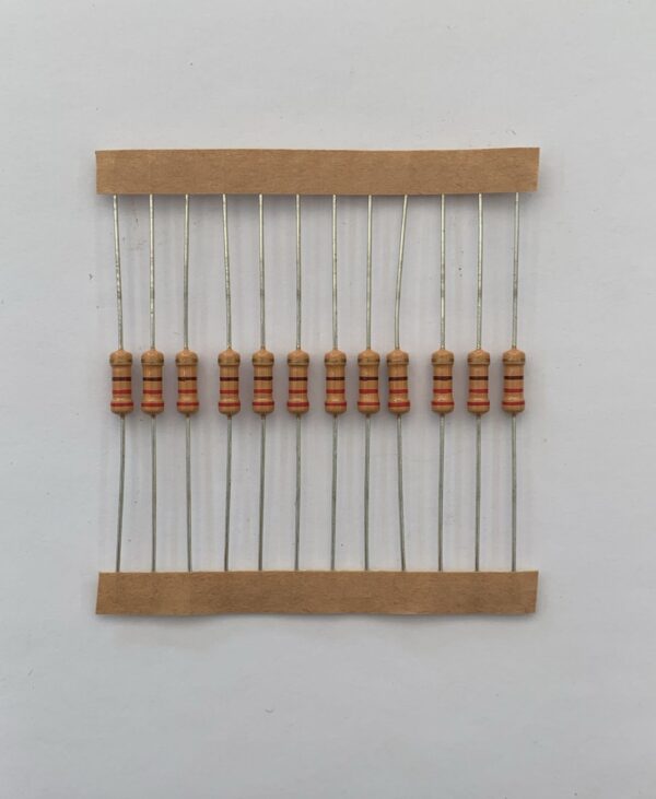 Electronic component: 0.50 watt, 220 ohm resistor.