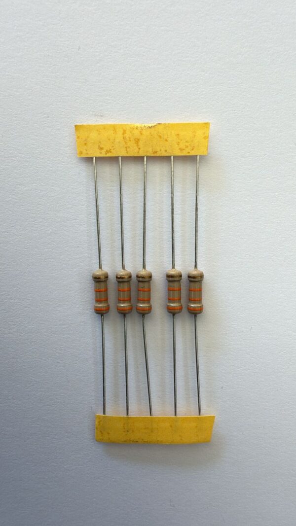 Electronic component: 0.50 watt, 33 kohm resistor.