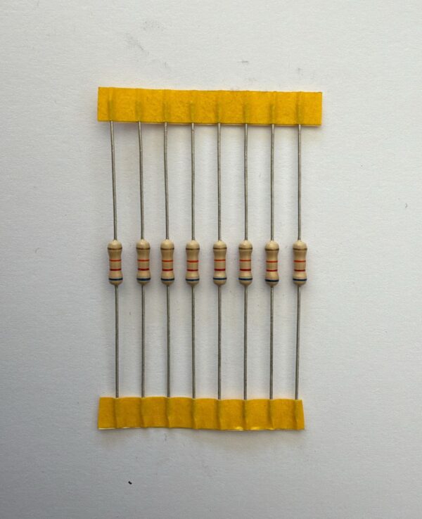 Electronic component: 0.50 watt, 62 kohm resistor.