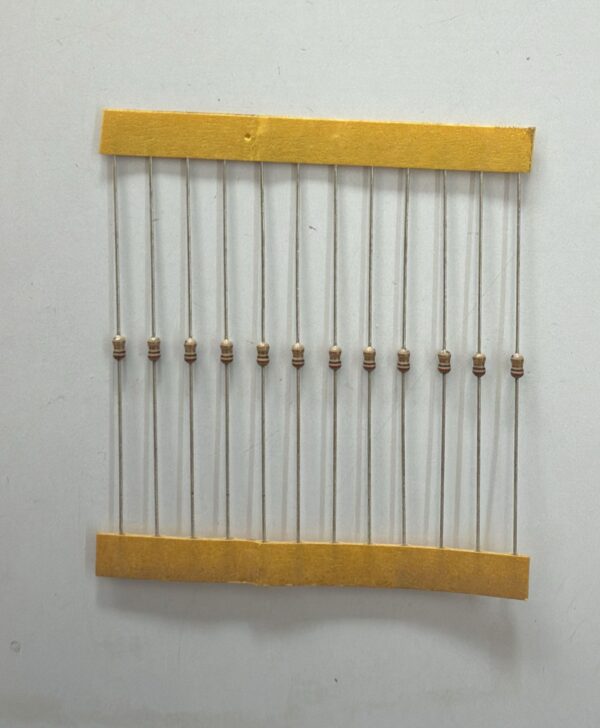 Electronic component: 0.1250 watt, 1 ohm resistor.