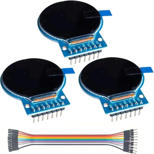 TFT LCD Display Screen Compatible with for Arduino (1.28 Inch 240x240) Round Full Color HD IPS Full View RGB Display GC9A01 Driver Chips 7 Pin SPI Interfac Welding Pins