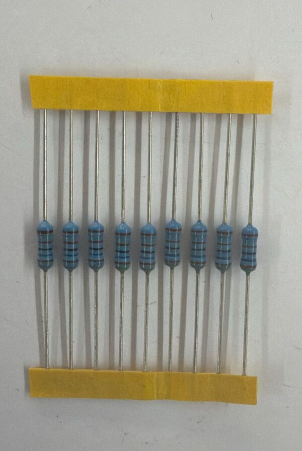 Electronic component: 0.5 watt, 1%, 1.6 kohm resistor.