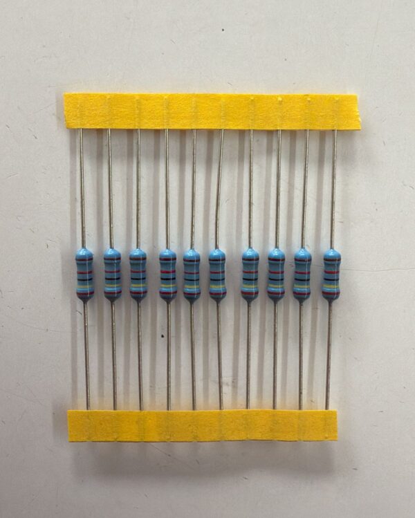 Electronic component: 0.5 watt, 1%, 22 kohm resistor.