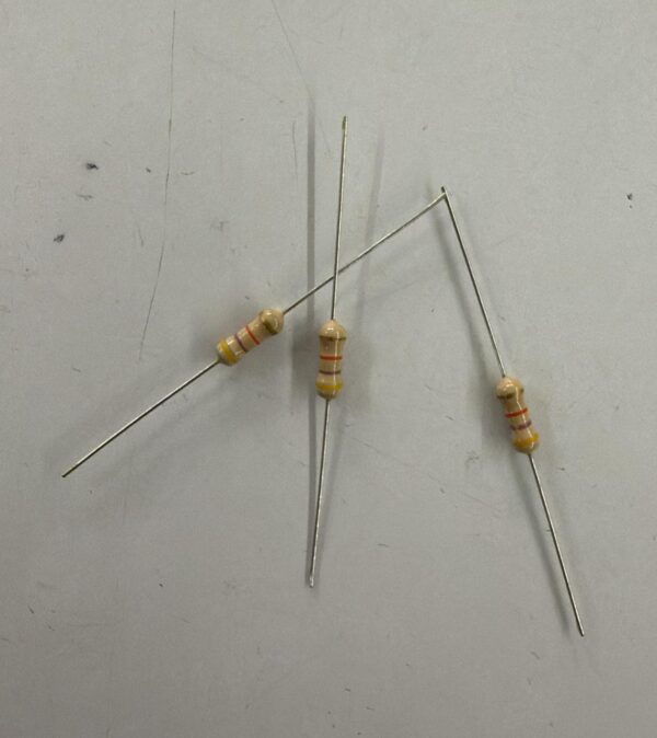 Electronic component: 0.5 watt, 1%, 43 kohm resistor.