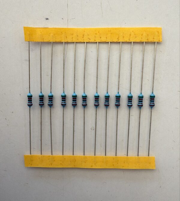Electronic component: 0.25 watt, 1%, 5.1 kohm resistor.