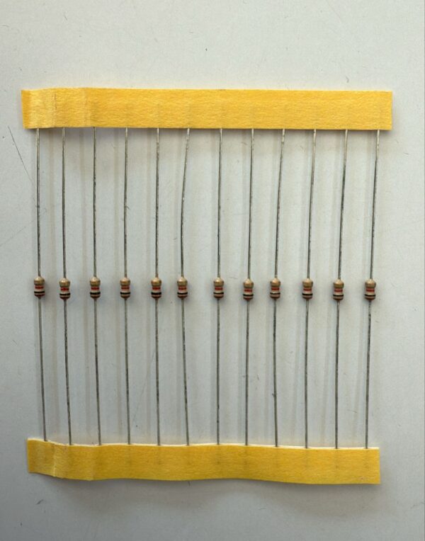 Electronic component: 0.125 watt, 1 kohm resistor.