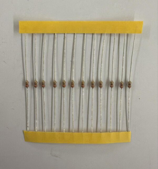 Electronic component: 0.125 watt, 220 ohm resistor.