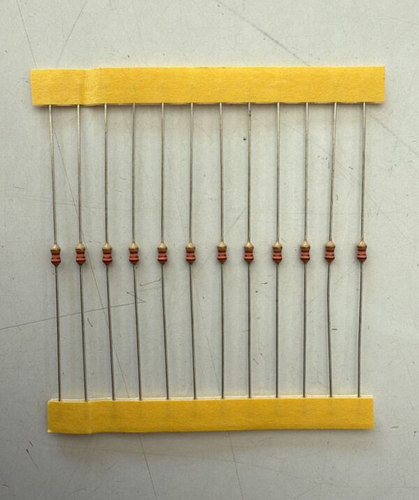 Electronic component: 0.125 watt, 2.2 kohm resistor.