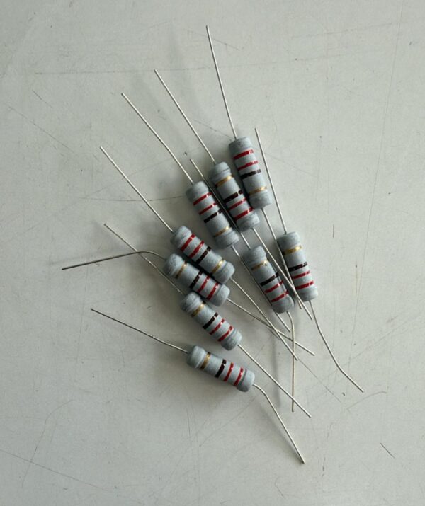 Electronic component: 2 watt, 5%, 220 ohm resistor.