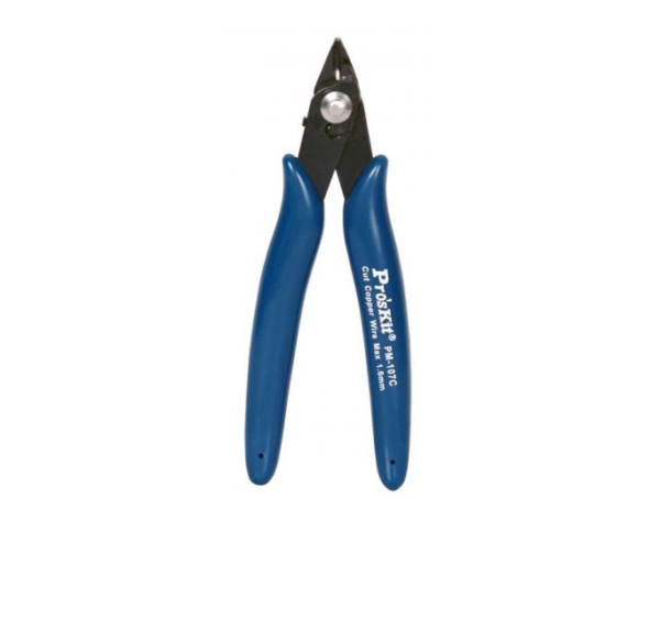 PM-107C Micro Cutting Plier W/Safety Clip is designed for precision use in electronics and other fields. The user can make clean and smooth cut with the plier. The pliers are only for copper cutting. High-quality handles are easier to control. The design of the plier is lightweight, compact and easy to carry. It is a perfect hand tool for home, shop, or work place. PM107C