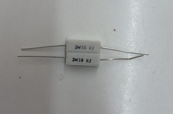 Electronic component: 3 watt, 5%, 18 ohm resistor.