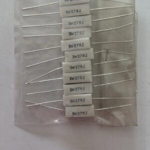 Electronic component: 3 watt, 5%, 27 ohm resistor.