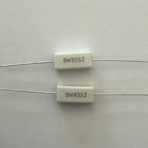 Electronic component: 5 watt, 5%, 0.33 ohm resistor.