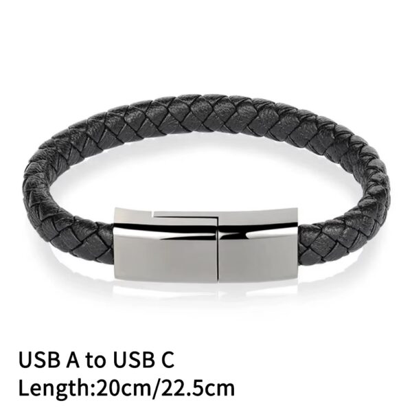USB C Bracelet Cable Type C to C Data Fast Charging Cord Fashion Double Braided Wrist Quick Charge Line for iPhone 14 15 Samsung