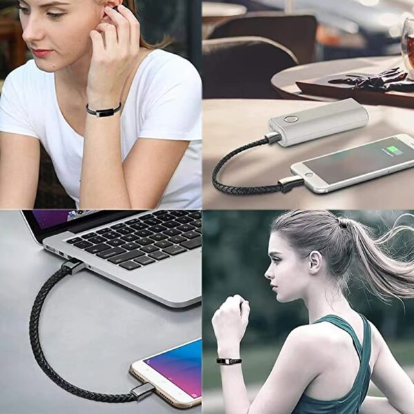USB C Bracelet Cable Type C to C Data Fast Charging Cord Fashion Double Braided Wrist Quick Charge Line for iPhone 14 15 Samsung - Image 3
