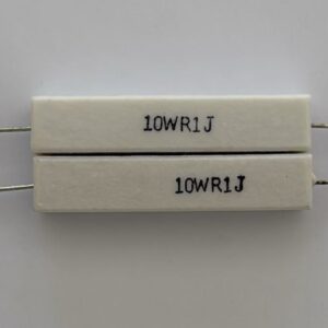 Electronic component: 10 watt, 5%, 0.1 ohm resistor.